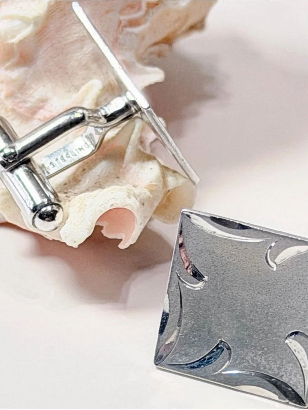 Polished 925 Sterling Silver Square Cufflinks Office Formal Date Night Vintage